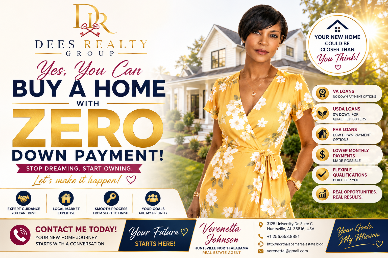 Trust your next property move to Verenetta Johnson, a seasoned Huntsville real estate agent and specialist. From pricing your home competitively to finding the ideal neighborhood match in Huntsville, we provide the dedicated expertise and hands-on service you deserve.