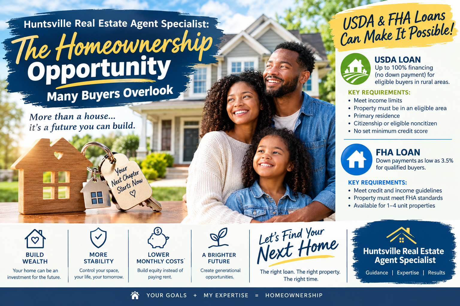 Huntsville real estate agent specialist helping buyers explore homeownership, FHA, USDA, and zero down payment opportunities