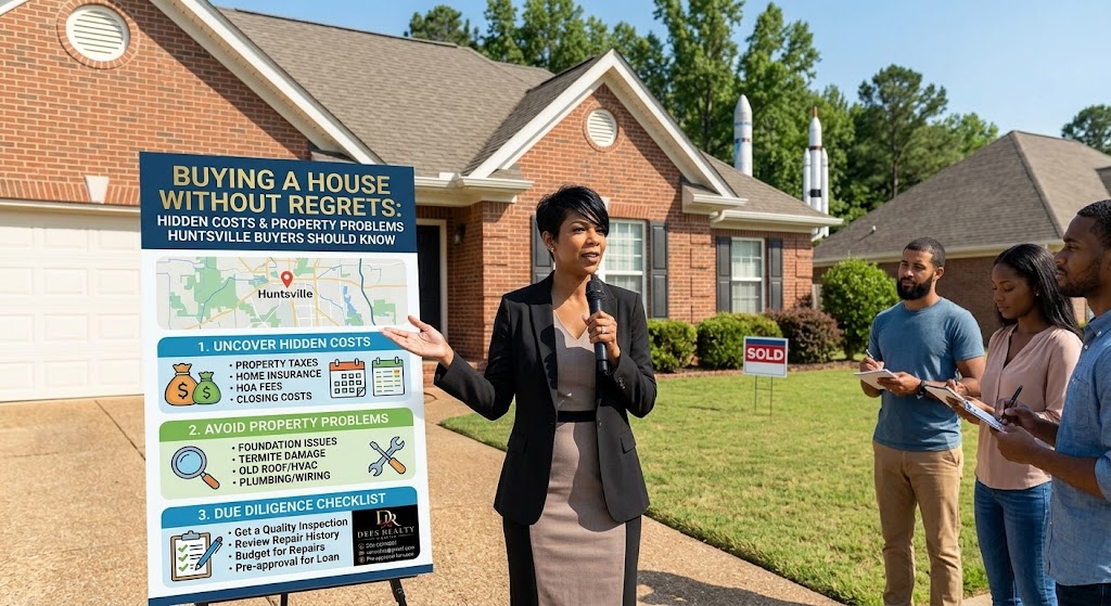 Professional woman speaking into a microphone at a mortgage seminar about FHA and USDA home loan applications.